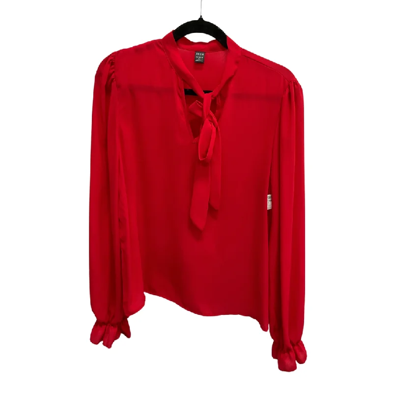 Premium fabric Top Long Sleeve By Shein In Red, Size: L