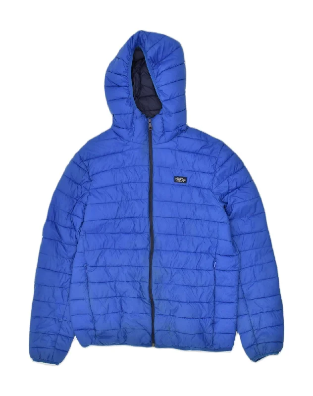 High-tech PULL & BEAR Mens Hooded Padded Jacket UK 42 XL Blue Nylon