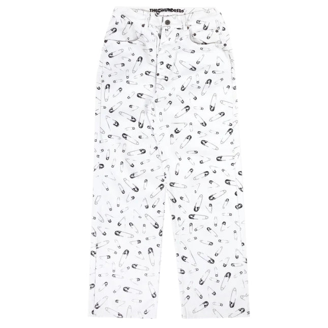 Wide-leg trousers THE HUNDREDS PINS DENIM PANTS WHITE - L22F104012