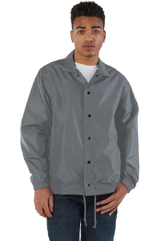 Luxe-casual Champion Mens Wind & Water Resistant Snap Down Coach's Jacket - Graphite Grey