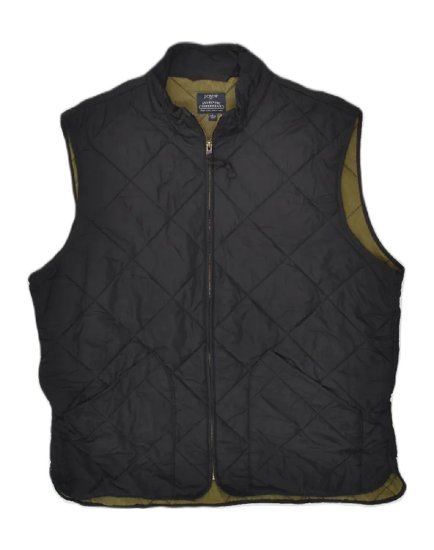 Functional-wear J. CREW Mens Quilted Gilet UK 40 Large Black Polyester