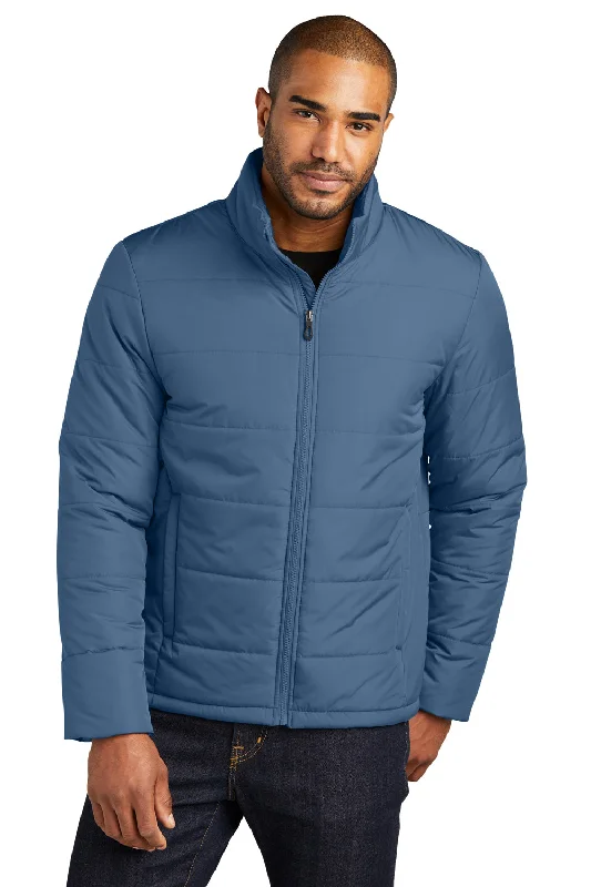 Cozy-texture  Port Authority Mens Water Resistant Full Zip Puffer Jacket - Dusk Blue