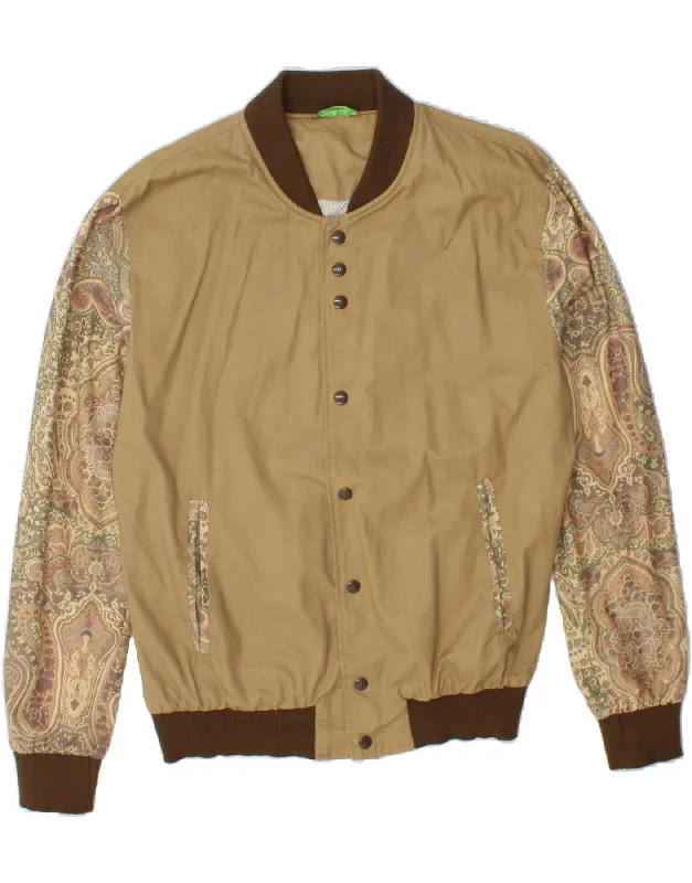 Slim-fit TONY BANG MILANO Mens Bomber Jacket UK 36 Small Beige Fair Isle Cotton