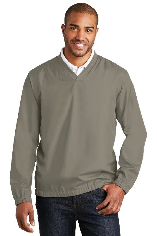 Chic-casual Port Authority Mens Zephyr Wind & Water Resistant V-Neck Wind Jacket - Stratus Grey - Closeout