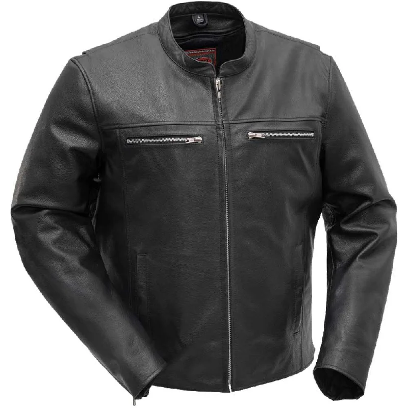 Heavy-duty First Mfg Mens Rocky Lightweight Leather Motorcycle Jacket