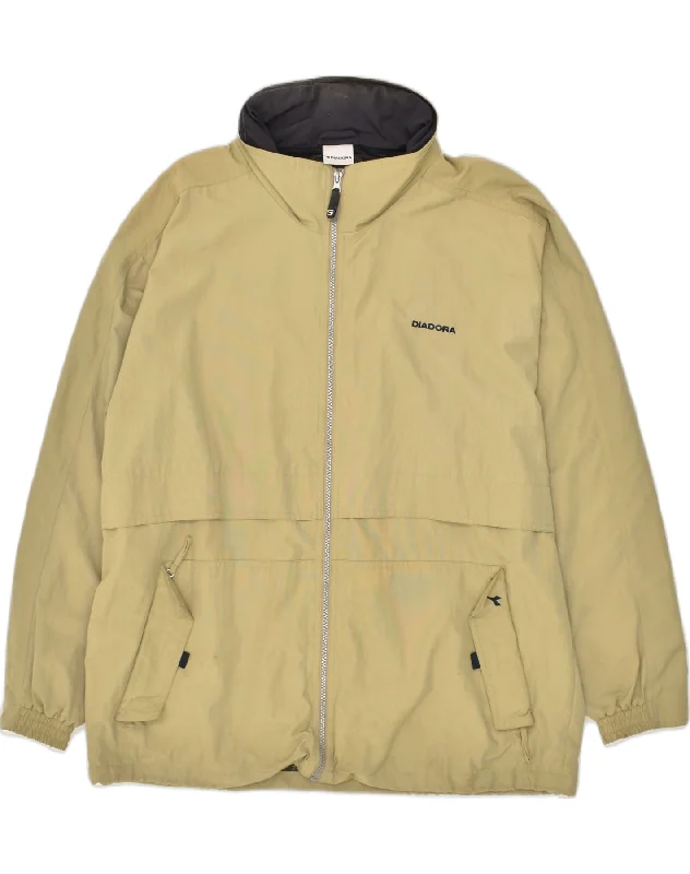 Military-inspired DIADORA Mens Hooded Rain Jacket UK 42 XL Beige Polyamide