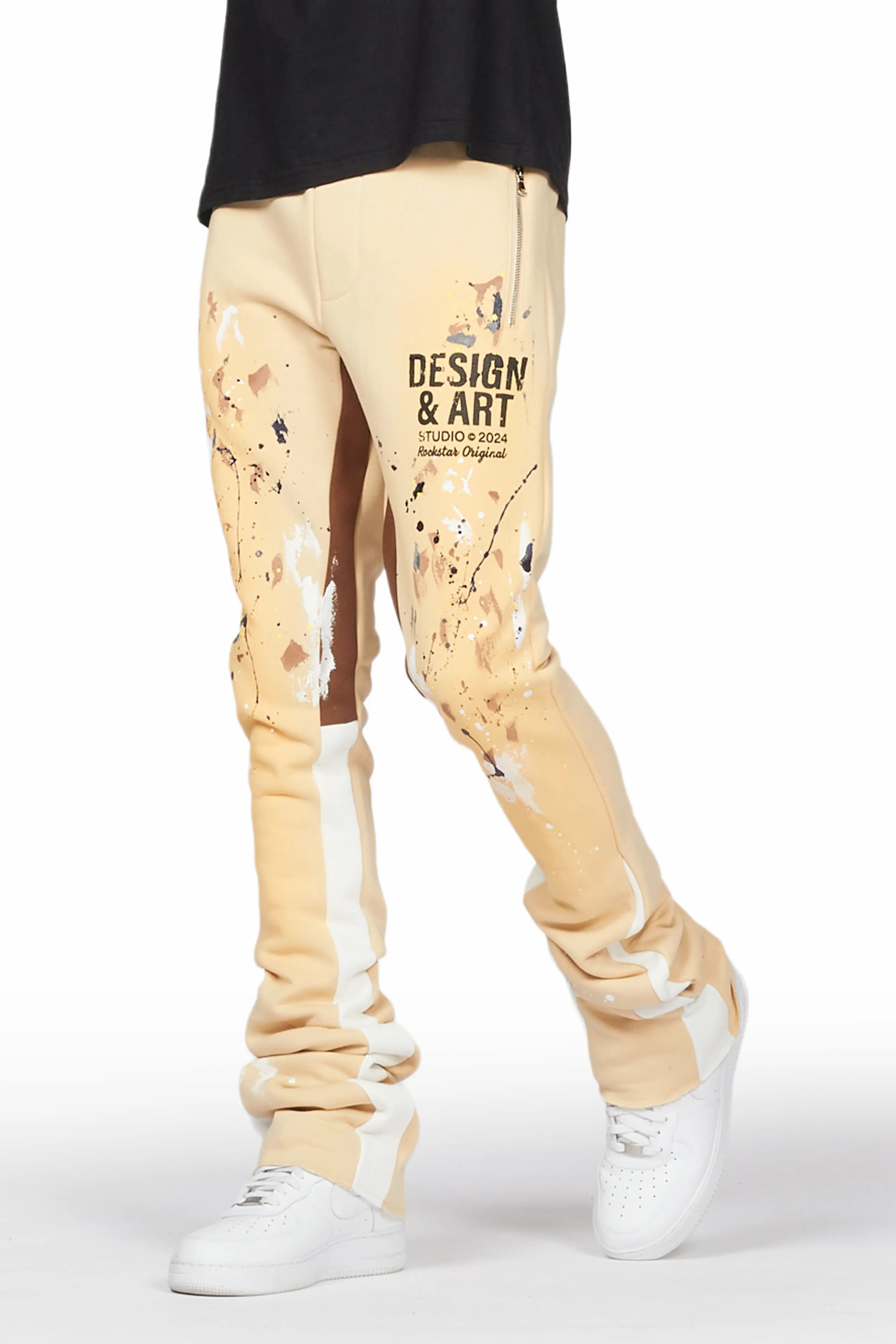 Cuffed pants Pellos Beige Graphic Super Stacked Flare Pant