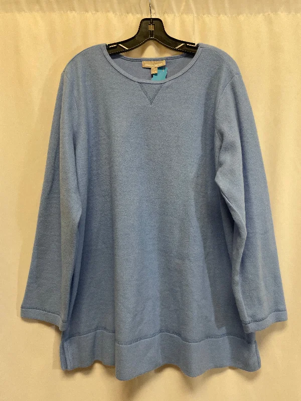 Classic shirt Top Long Sleeve By Woman Within In Blue, Size: 1x