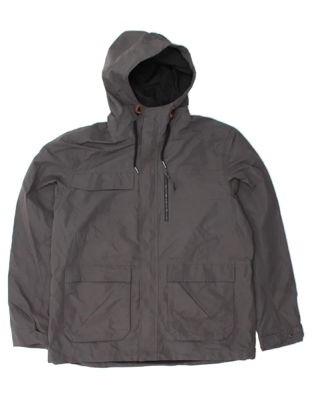 Lightweight-fit MOUNTAIN WAREHOUSE Mens Hooded Rain Jacket UK 40 Large Grey Polyester