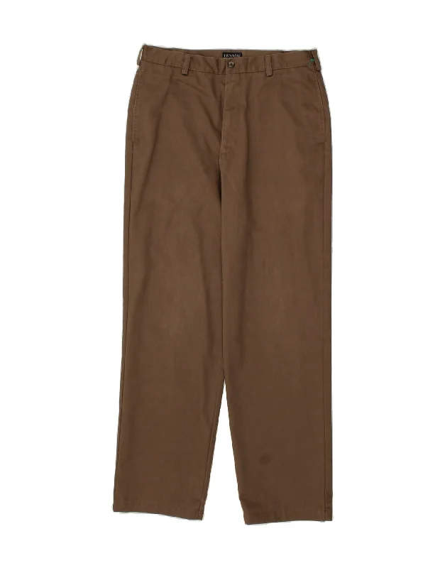 Cropped denim IZOD Mens Straight Chino Trousers W34 L34  Brown Cotton