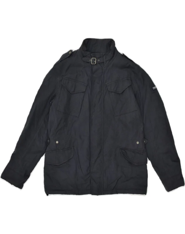 Weatherproof WOOLRICH Mens Military Jacket UK 38 Medium Navy Blue