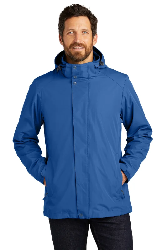 Tailored-wear Port Authority Mens All Weather 3-in-1 Water Resistant Full Zip Hooded Jacket - True Blue