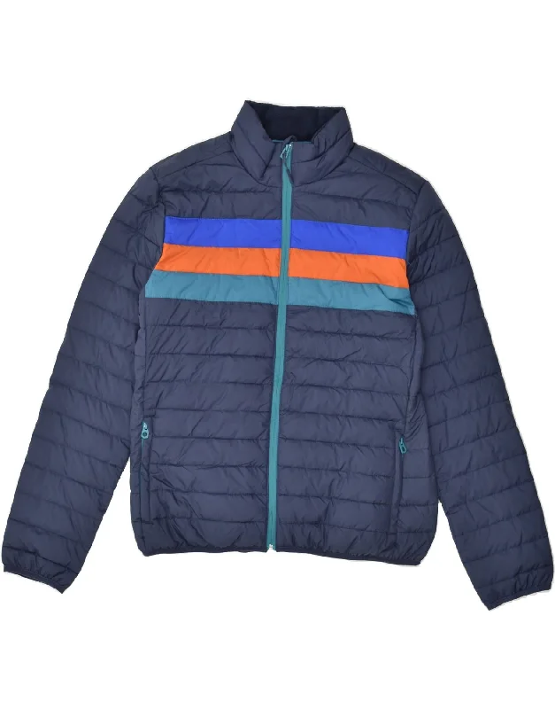 Chic-casual FAT FACE Mens Padded Jacket UK 40 Large Navy Blue Striped Polyester