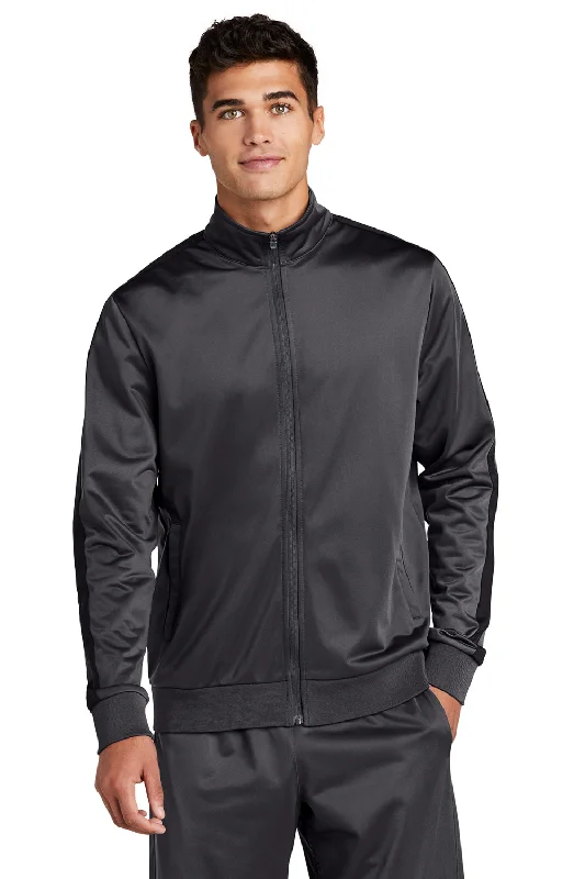 Luxury-fabric Sport-Tek Mens Full Zip Track Jacket - Graphite Grey/Black