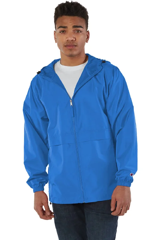 Functional-wear Champion Mens Wind & Water Resistant Full Zip Hooded Anorak Jacket - Royal Blue