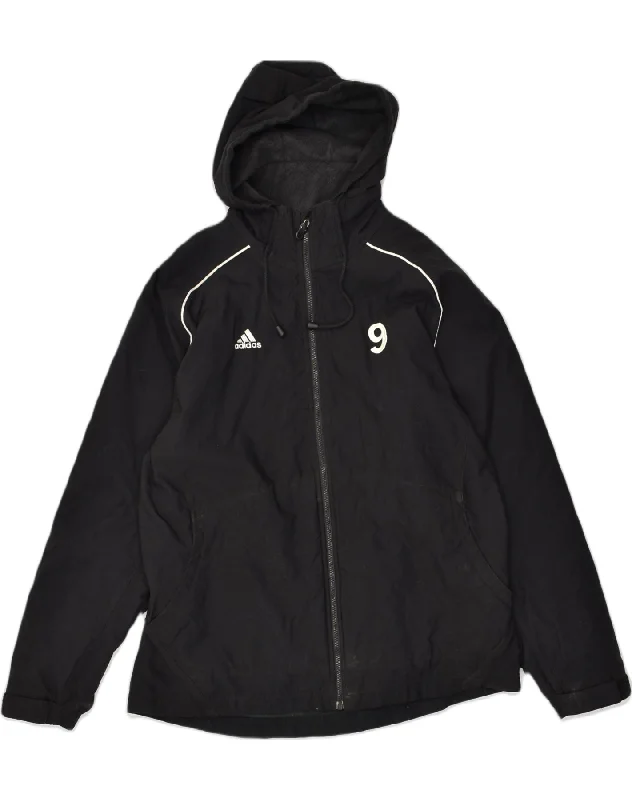 Outdoor-adventure ADIDAS Mens Hooded Windbreaker Jacket UK 40 Large Black Nylon