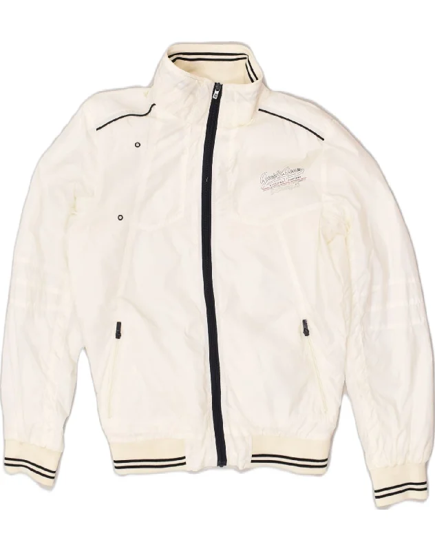 Eco-conscious JACK & JONES Mens Bomber Jacket UK 36 Small White Nylon