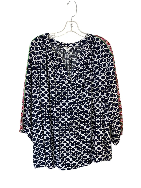 Sporty long sleeve Top 3/4 Sleeve By Crown And Ivy In Blue, Size: 3x