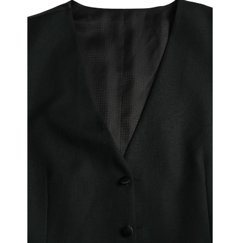 Streetwear Dolce & Gabbana Black Wool Waistcoat Dress Formal Men's Vest