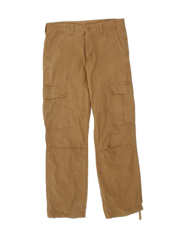 Cropped CARHARTT Mens Straight Cargo Trousers W33 L34  Brown Cotton