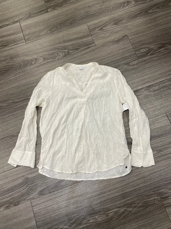 Crew neck top Top Long Sleeve By Old Navy In Cream, Size: M