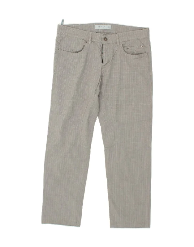 Chambray SIVIGLIA Mens Straight Casual Trousers W36 L28 Grey Check Cotton