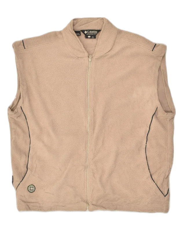 Luxe-casual COLUMBIA Mens Fleece Gilet UK 40 Large Beige Polyester