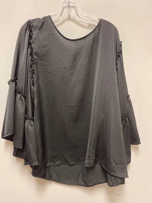 Premium fabric Top Long Sleeve By Ee Some In Black, Size: 1x