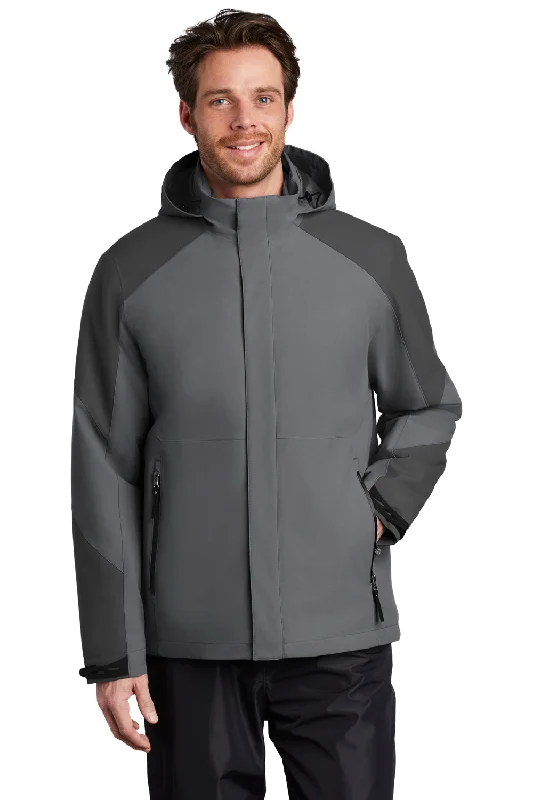 Luxury-fabric Port Authority Mens Tech Windproof & Waterproof Full Zip Hooded Jacket - Shadow Grey/Storm Grey