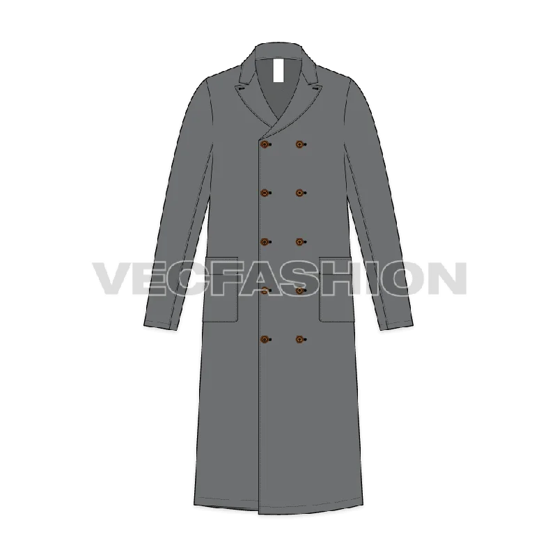 Comfortable Mens Polo Coat Vector Sketch