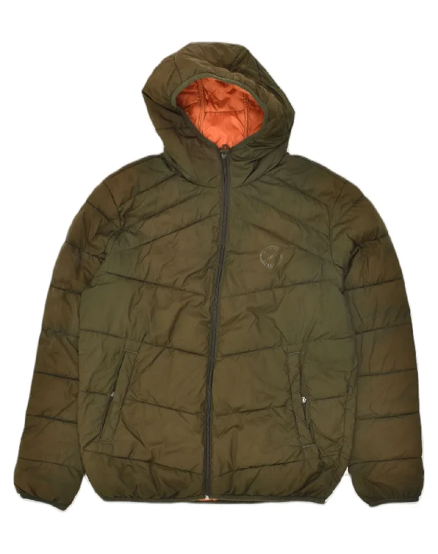 Off-duty JACK & JONES Mens Hooded Padded Jacket UK 40 Large Khaki Polyester