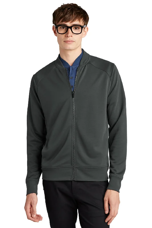 Customized-fit Mercer+Mettle Mens Double Knit Full Zip Bomber Jacket - Anchor Grey