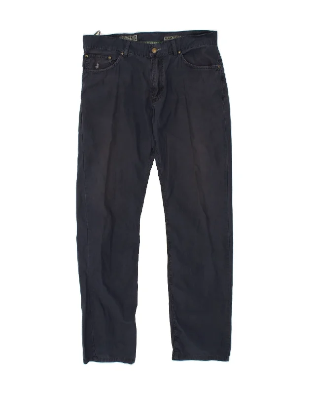 Stone-washed MARLBORO CLASSICS Mens Straight Casual Trousers W34 L34  Navy Blue