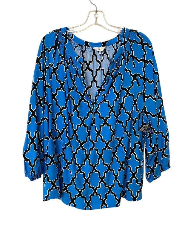 Slim-fit top Top 3/4 Sleeve By Crown And Ivy In Blue, Size: 3x