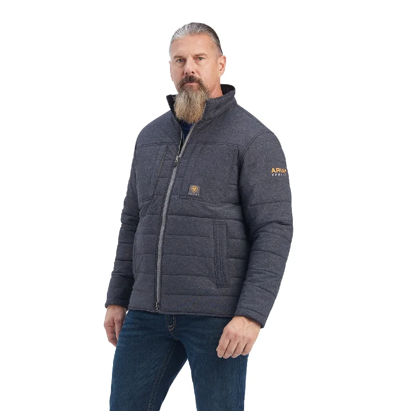 Long-line Men's Ariat Rebar Valiant Stretch Canvas Water Resistant Insulated Jacket #10041581