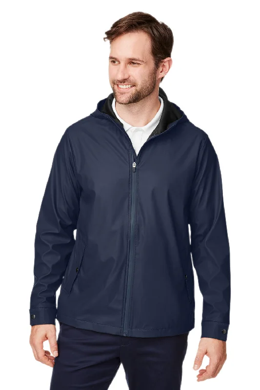 Urban-cool Devon & Jones Mens New Classics Prescott Water Resistant Full Zip Hooded Rain Jacket - Navy Blue