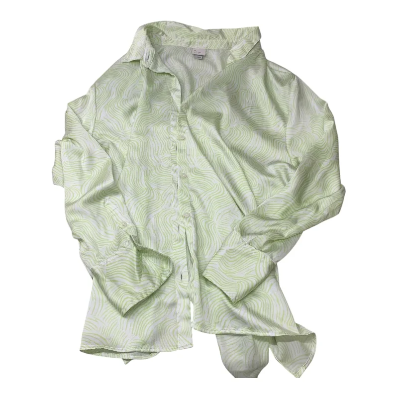 Soft cotton Top Long Sleeve By A New Day In Green & White, Size: Xl