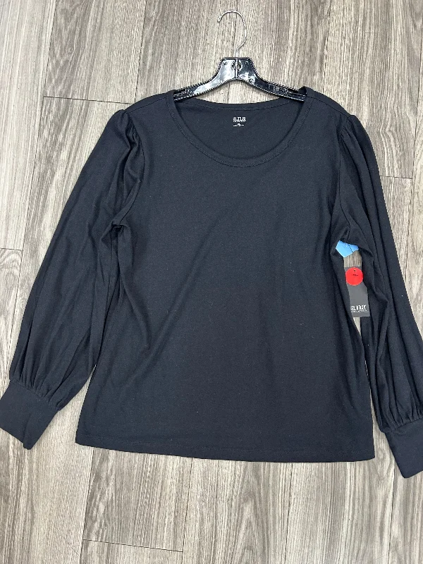 Soft cotton Top Long Sleeve Basic By Ana In Black, Size: Xl