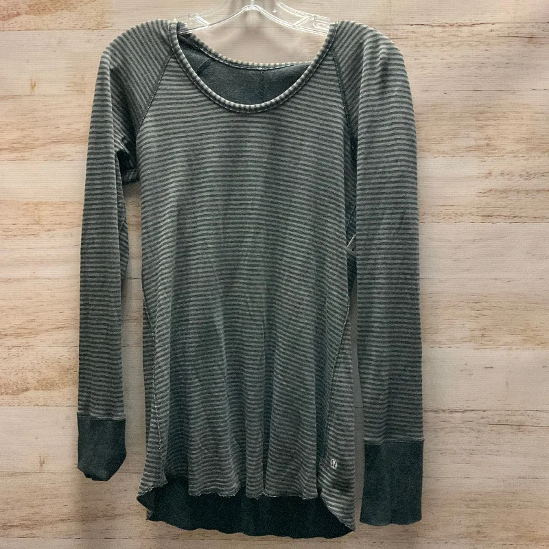 Soft cotton Athletic Top Long Sleeve Collar By Lululemon In Grey, Size: 6