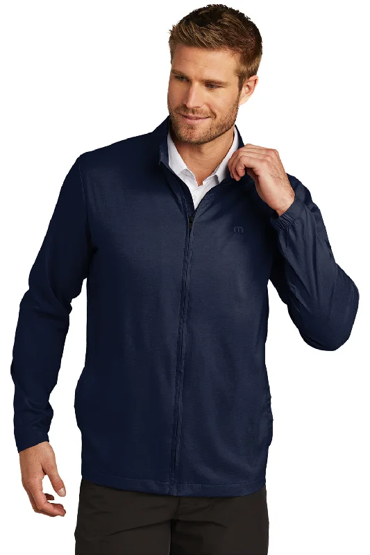 Urban-cool TravisMathew Mens Surfside Full Zip Jacket - Vintage Indigo Blue/Black