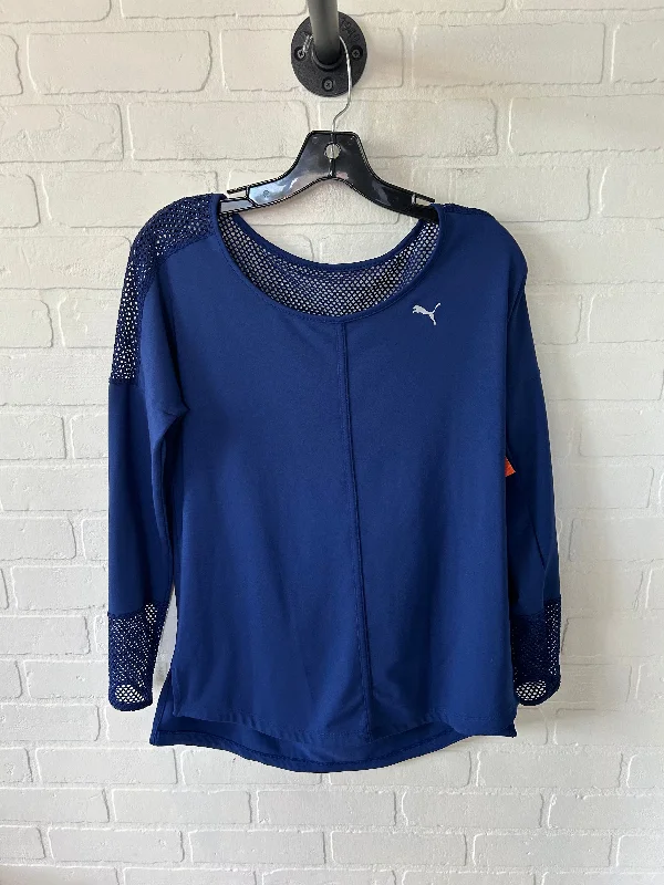 Modern fit Athletic Top Long Sleeve Crewneck By Puma In Blue, Size: S