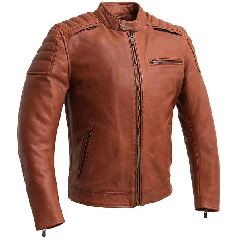 Comfy-wear First Mfg Mens Crusader Vented Leather Motorcycle Jacket