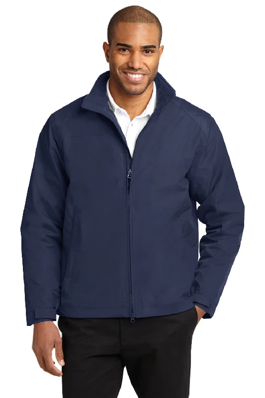 Eco-conscious Port Authority Mens Challenger II Wind & Water Resistant Full Zip Jacket - True Navy Blue