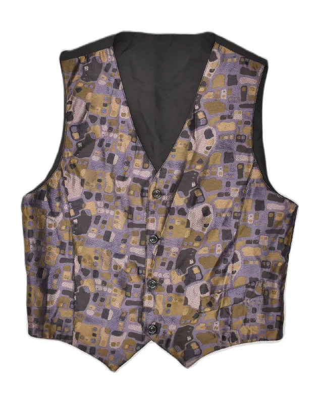 Eco-conscious VINTAGE Mens Waistcoat UK 38 Medium Black Spotted Polyester