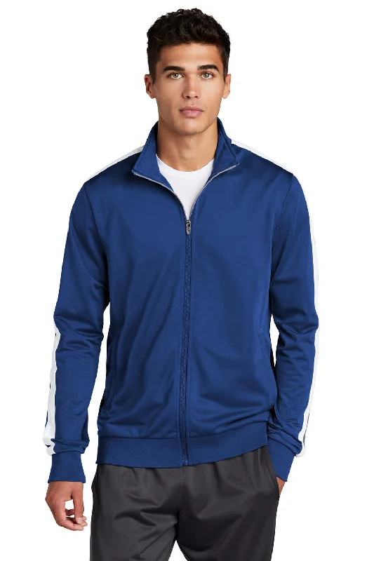 High-tech Sport-Tek Mens Full Zip Track Jacket - True Royal Blue/White