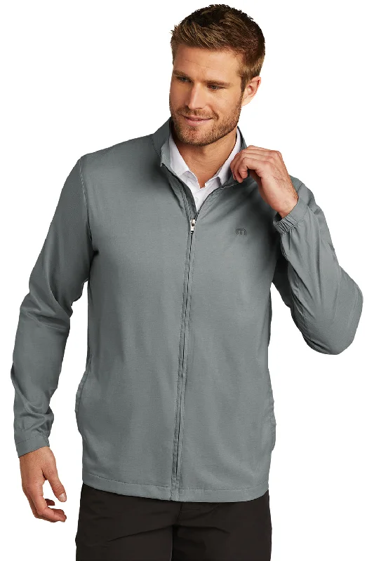 Recycled-materials TravisMathew Mens Surfside Full Zip Jacket - Heather Quiet Shade Grey