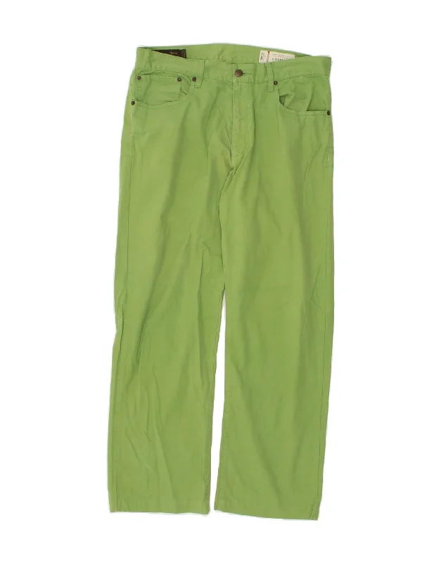 Double denim MARLBORO CLASSICS Mens Straight Casual Trousers W33 L28  Green Cotton