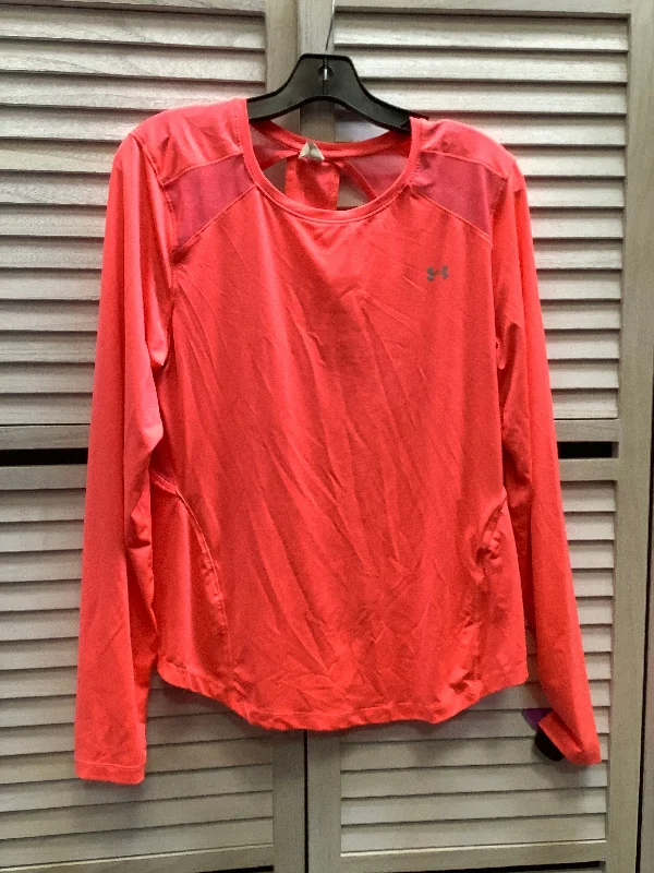 Simple long sleeve Athletic Top Long Sleeve Crewneck By Under Armour In Pink, Size: L