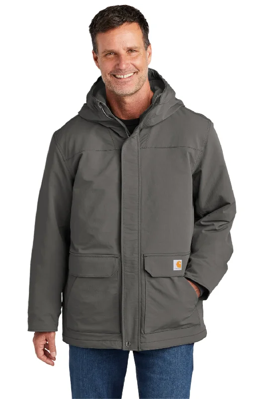 Heavy-duty Carhartt Mens Super Dux Wind & Water Resistant Full Zip Hooded Jacket - Gravel Grey