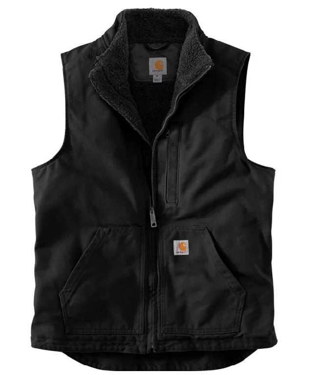 Classic-chic Men's Loose Fit Washed Duck Sherpa-Lined Mock-Neck Vest